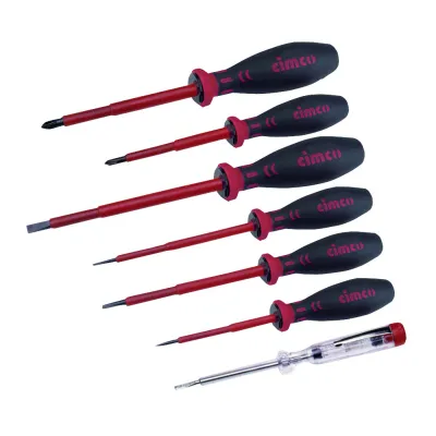 Cimco Schraubendreher-Satz VDE 117800 | 7-tlg. | isoliert 1000V | Kreuzschlitz & Schlitz | Elektriker Werkzeug