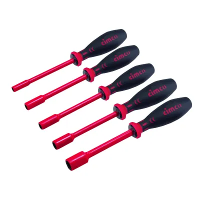 Cimco Steckschlüssel-Set 117801 VDE isoliert 5-teilig | SW 5,5–13 mm | Chrom-Vanadium-Stahl | verchromt