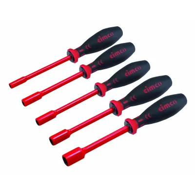 Cimco Steckschlüssel-Set 117801 VDE isoliert 5-teilig | SW 5,5–13 mm | Chrom-Vanadium-Stahl | verchromt