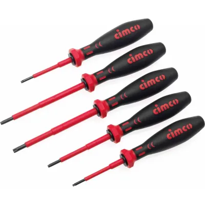 Cimco Schraubendreher-Set VDE 117900 | Torx T8-T25 | 5-teilig | 1000V isoliert | Elektromonteur Werkzeug | 2K-Griff