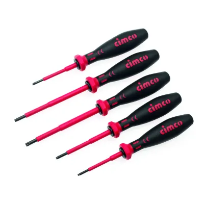 Cimco Schraubendreher-Set VDE 117900 | Torx T8-T25 | 5-teilig | 1000V isoliert | Elektromonteur Werkzeug | 2K-Griff