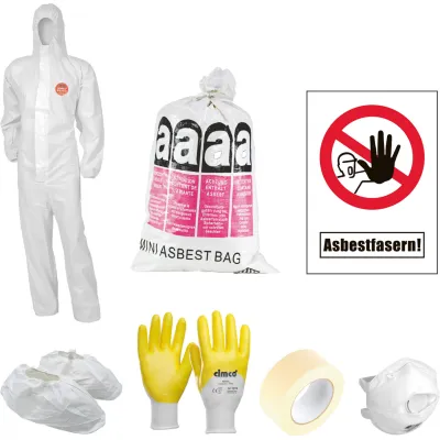 CIMCO Schutzausrüstungsset 145082 | Asbest Tages-Set XXL | 15-teilig | Einweg-Set | Overall | Handschuhe | FFP3 Maske
