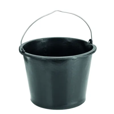 Cimco Baueimer 12 Liter 131435 | Polyethylen-Regenerat | schwarze Eimer mit Skala | verstärkter Boden | verzinkter Bügel