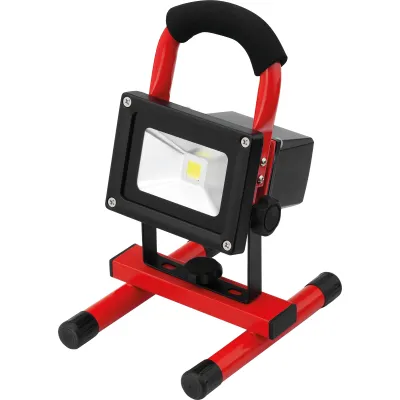 Cimco LED Baustellenstrahler 111580 | 10W | 700 Lumen | Akku | IP65 | 5500-6000K | Aluminium | mobil | schwarz/rot