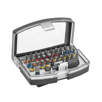CIMCO Bit-Set 114593 | 32-teilig | PH, PZ, TX, Hex, Schlitz | Magnethalter | Aufbewahrungsbox | Profi-Bits