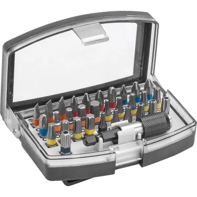 CIMCO Bit-Set 114593 | 32-teilig | PH, PZ, TX, Hex, Schlitz | Magnethalter | Aufbewahrungsbox | Profi-Bits