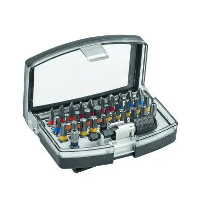 CIMCO Bit-Set 114593 | 32-teilig | PH, PZ, TX, Hex, Schlitz | Magnethalter | Aufbewahrungsbox | Profi-Bits