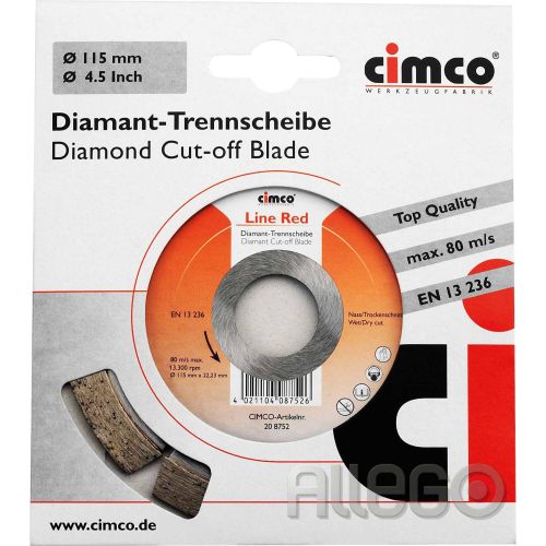 Bild: CIMCO Diamanttrennscheibe D=115mm 20 8752