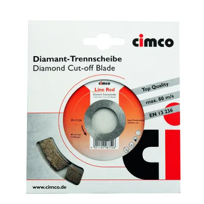 Cimco Diamant-Trennscheibe 115 mm | Beton & Stein | 22,23 mm Aufnahme | DTS Line Red | Winkelschleifer