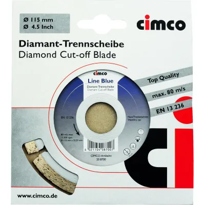 Cimco Diamant-Trennscheibe 125 mm, Blau | Für Beton, Pflaster, Verbundstein, Mauerstein | Trocken- & Nassschnitt