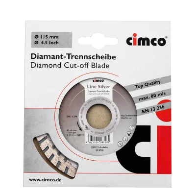 Cimco Diamant-Trennscheibe 208720 | 125 mm | Trocken- & Nassschnitt | Winkelschleifer | Beton, Backstein | Silber