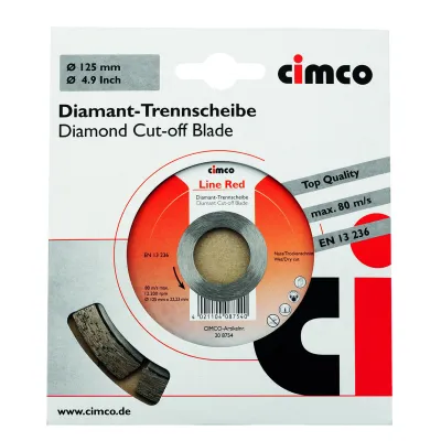 Cimco Diamant-Trennscheibe 125 mm für Beton, Kalksandstein, Dachziegel | Trocken-/Nassschnitt | Winkelschleifer