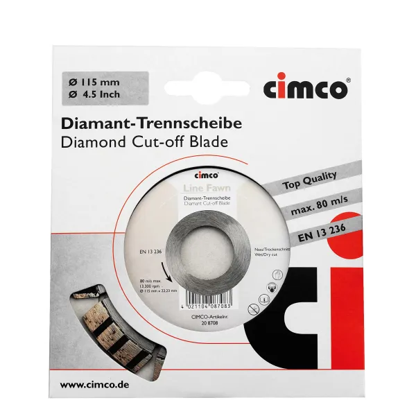 Cimco Diamant-Trennscheibe 230 mm | Winkelschleifer & Mauernutfräse | Beton | Nass- & Trockenschnitt
