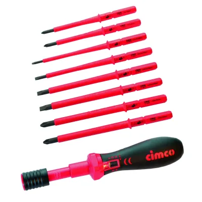 Cimco VDE-Drehmoment-Schraubendreher-Set 9-teilig | 1-5 Nm | isoliert 1000 V | Schlitz PH PZ | Tasche