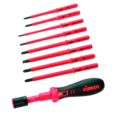Cimco VDE-Drehmoment-Schraubendreher-Set 9-teilig | 1-5 Nm | isoliert 1000 V | Schlitz PH PZ | Tasche