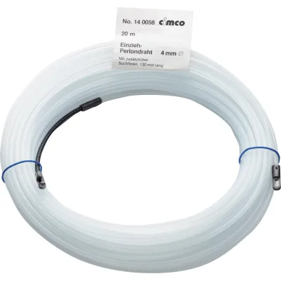 Cimco Einziehband 140054 | Kabel-Einziehdraht 10m | Kunststoff 4mm | massive Stahl-Endstücke | Zugfestigkeit 900N