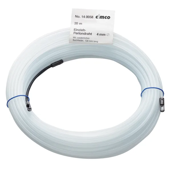 Cimco Einziehband 140054 | Kabel-Einziehdraht 10m | Kunststoff 4mm | massive Stahl-Endstücke | Zugfestigkeit 900N