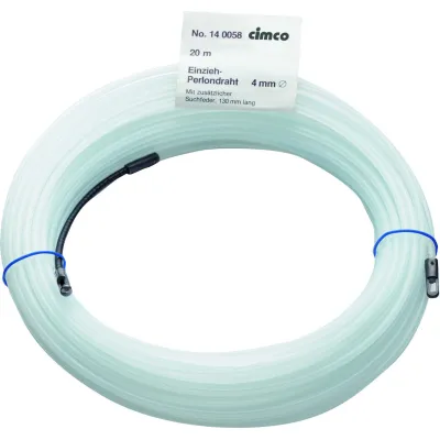 Cimco Einziehband 140062 | Kabeleinziehdraht 30m | Kunststoff Ø4mm | Stahl-Endstücke | 900N Zugfestigkeit