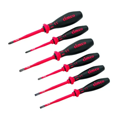 Cimco VDE Schraubendreher-Set 117852 | 6-teilig SLIM | 1000V isoliert | Schlitz & Kreuzschlitz | Chrom-Vanadium