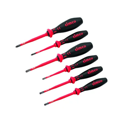 Cimco VDE Schraubendreher-Set 117852 | 6-teilig SLIM | 1000V isoliert | Schlitz & Kreuzschlitz | Chrom-Vanadium