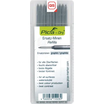 Cimco Ersatzminen 212153 | Graphit Minenset B2 | 10er Pack für Markier- und Baumarkerstifte | für Cimco 212151 | schwarz