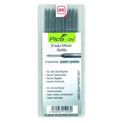 Cimco Ersatzminen 212153 | Graphit Minenset B2 | 10er Pack für Markier- und Baumarkerstifte | für Cimco 212151 | schwarz