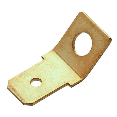 CIMCO Flachstecker 181244 | abgewinkelt 45° | 6,3x0,8 mm | Messing blank | nicht isoliert | zum Schrauben | halogenfrei