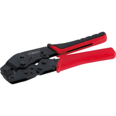 Cimco Frontpresszange PZ3 101940 | für Aderendhülsen 0,14–6 mm² | Vierkantpressung | ergonomisch | Grau/Rot