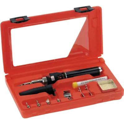 Cimco Gaslöt-Set SUPERPRO 150800 Gaslötstation | 10-teilig | Piezo-Zündung | 25–125W | 580°C | für Butangas | Koffer