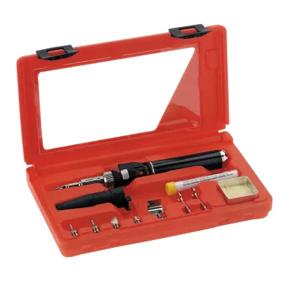 Cimco Gaslöt-Set SUPERPRO 150800 Gaslötstation | 10-teilig | Piezo-Zündung | 25–125W | 580°C | für Butangas | Koffer