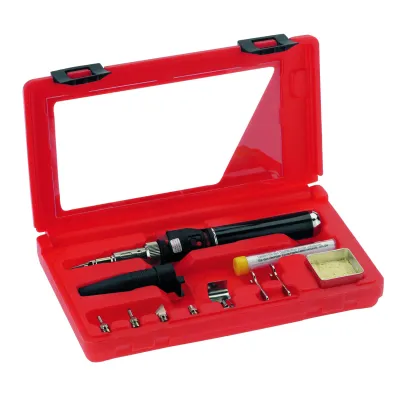 Cimco Gaslöt-Set SUPERPRO 150800 Gaslötstation | 10-teilig | Piezo-Zündung | 25–125W | 580°C | für Butangas | Koffer