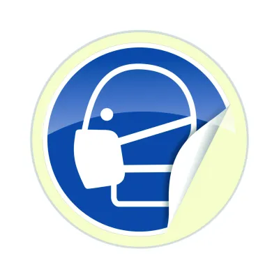 CIMCO Gebotsschild 182822 | Mundschutz tragen | Aufkleber rund Ø 200mm | Folie Polyester | blau | für glatte Oberflächen