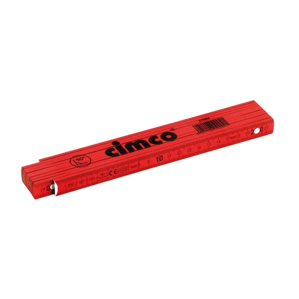 CIMCO Gliedermaßstab 210004 | 2m Holz Meterstab | 10 Glieder | mm-Skalierung beidseitig | mit Stahlfeder | robust