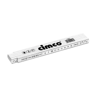 Cimco Gliedermaßstab 210008 | 2 m | 10 Glieder | Kunststoff | beidseitige mm-Skalierung | hochelastisch | weiß