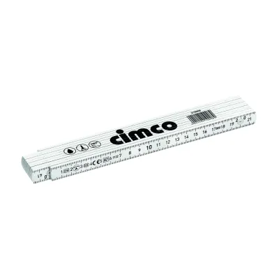 Cimco Gliedermaßstab 210008 | 2 m | 10 Glieder | Kunststoff | beidseitige mm-Skalierung | hochelastisch | weiß