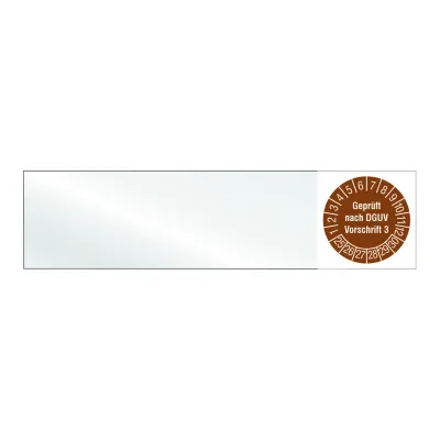 CIMCO Kabelprüfplakette 182644 | DGUV V3 2025 | selbstklebend | rechteckig | Vinylfolie | 100x5mm | braun | VE80