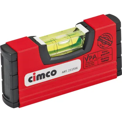 Cimco Mini-Wasserwaage 211556 | 100 mm Aluminium | stoßfeste Libelle | Kastenprofil | kompakt | rot