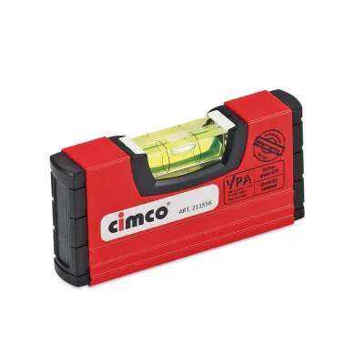 Cimco Mini-Wasserwaage 211556 | 100 mm Aluminium | stoßfeste Libelle | Kastenprofil | kompakt | rot