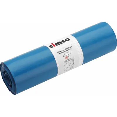 Cimco Abfallsack 145001 | Müllbeutel 120l | 700x1100mm | LDPE Recyclingfolie | 80µm | reißfest | blau | 25 Stück Rolle