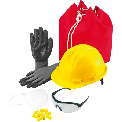 CIMCO PSA Starter-Set Elektriker | Helm EN 397 | Schutzbrille | Handschuhe Gr. 9 | FFP2 Maske | Ohrstöpsel | gelb