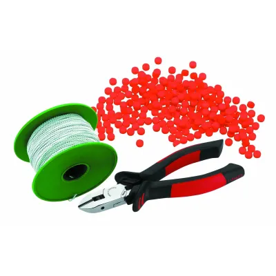 Cimco Plombenzangen-Set 101730 | Plombenzange Seitenschneider | 8 mm Kunststoffplomben orange | 100 m Plombendraht