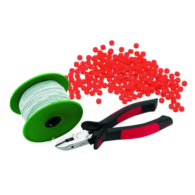 Cimco Plombenzangen-Set 101730 | Plombenzange Seitenschneider | 8 mm Kunststoffplomben orange | 100 m Plombendraht