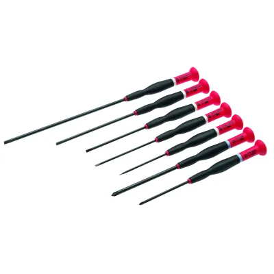 Cimco Präzisions-Schraubendreher Set 7-teilig | Schlitz & PH | Spezialstahl | Elektronik | 2K-Griff