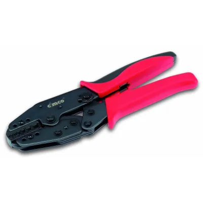Cimco Presszange 106120 | Aderendhülsen 0,5-16 mm² | Trapezpressung | Ratsche | 220 mm | Schwarz/Rot