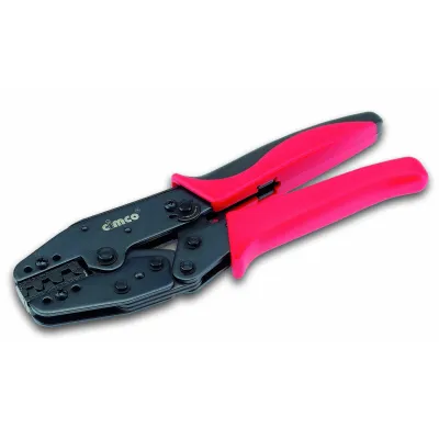 Cimco Presszange 106136 | Crimpzange für Kabelschuhe 0,5–6 mm² | mechanisch mit Ratsche | 220 mm | Rot