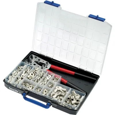 CIMCO Rohrkabelschuh-Sortiment 181548 | WM-Presszange mechanisch 430mm | 280-teilig | 6–50mm² | Sortimentskasten