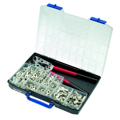 CIMCO Rohrkabelschuh-Sortiment 181548 | WM-Presszange mechanisch 430mm | 280-teilig | 6–50mm² | Sortimentskasten