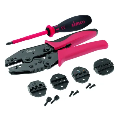 Cimco Presszangen-Set 102000 | Crimpzange mit 4 Wechselprofilen | 0,5-16 mm² | Koffer | Ratschenautomatik