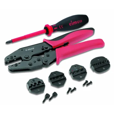 Cimco Presszangen-Set 102000 | Crimpzange mit 4 Wechselprofilen | 0,5-16 mm² | Koffer | Ratschenautomatik