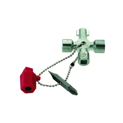 Cimco Schaltschrankschlüssel Mini 112891 | Universal Vierkantschlüssel Metall | kompakt, 1/4" Bit-Adapter